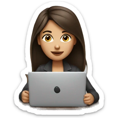 Brunette girl+laptop+coffee sticker