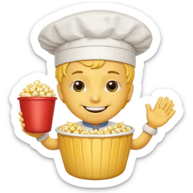 a popcorn mascot sticker