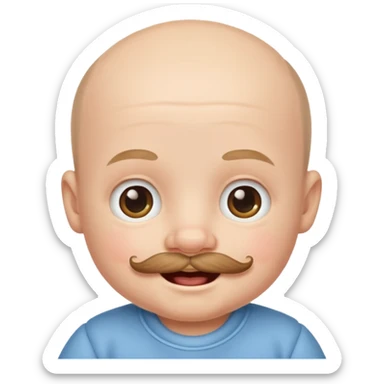 bal baby with mustached sticker