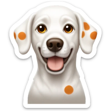 White dog with orange brown dots sticker