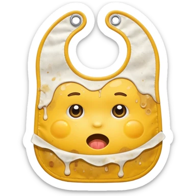 Yellow bib with food stains sticker
