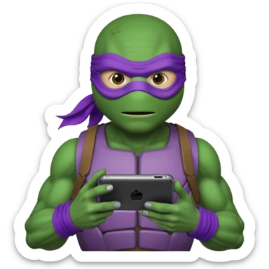 Donatello from Teenage Mutant Ninja Turtles, with a tech gadget sticker