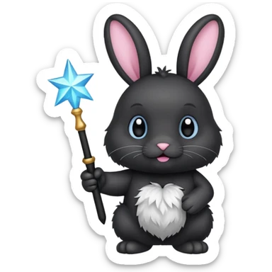 Black bunny with wand sticker