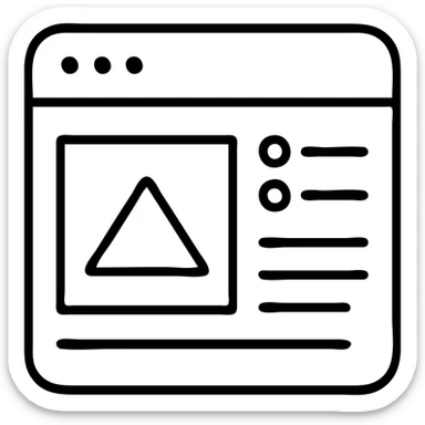 UX design icon with wireframe elements, 24 by 24 px, 1 px stroke sticker