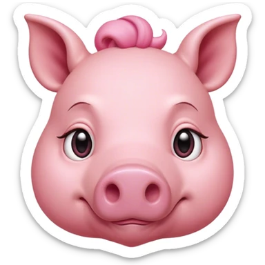 Cinematic Noble Pig Portrait Emoji, Poised and regal, with a stout, robust build and a smooth, well-groomed rosy-pink hide, deep-set soulful beady eyes, Simplified yet sharp and sophisticated features, highly detailed, glowing with a soft, dignified glow, high shine, intelligent and determined, stylized with an air of barnyard nobility, focused and attentive, soft glowing outline, capturing the essence of a watchful and confident pig, so majestic it feels as though it could trot out of the screen with effortless authority! sticker