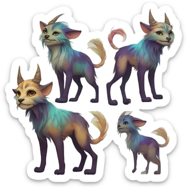 Colorful vernid fantasy creature LiLaiRa GriffSnuff Kamirah Falvie whiskers paws full body sticker