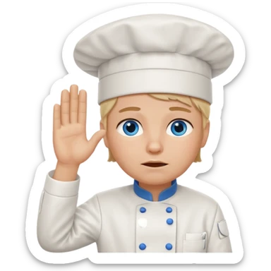 Chef saluting while crying blue eyes sticker