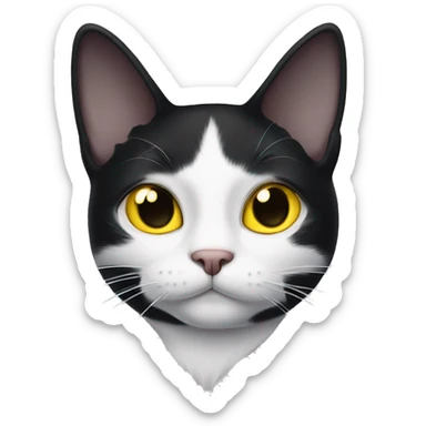 Black white cat with yellow eyes and patch over one eye sticker