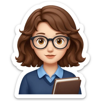 nerdy girl with wavy hair sticker
