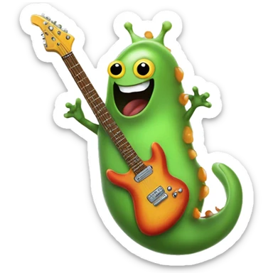 Happy slimy slug playing electric guitar sticker