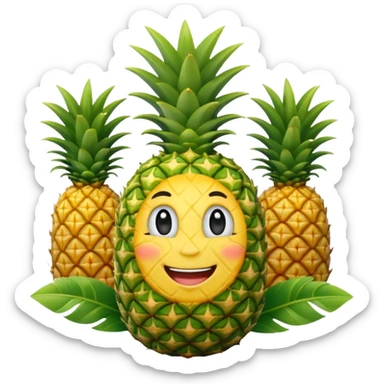 olympic rings in front of a smiling pineapple wearing a gold medal sticker