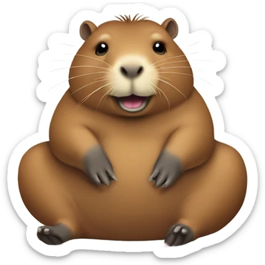 Capybara rubbing it’s tummy sticker