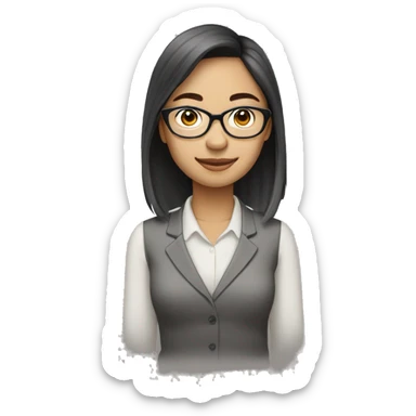 27-year-old female, works in an office job (accountant), introverted, wears glasses, and is of East Asian descent. sticker