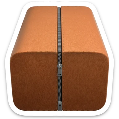 rectangle box made of leather with zip around the centre sticker