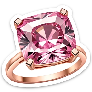 Square cut pink diamond ring rose gold sticker
