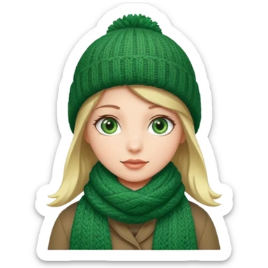 Girl green eyes with winter clothes  sticker