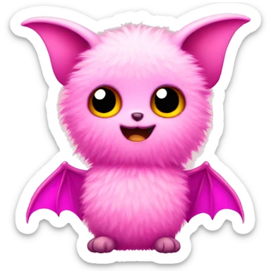 pink fluffy bat sticker