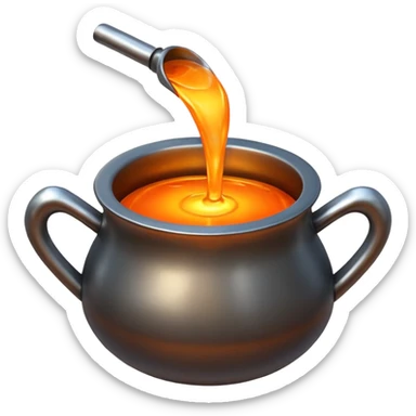 The crucible pours out metal. sticker