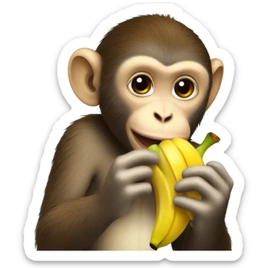 Cute monkey eating banana sticker