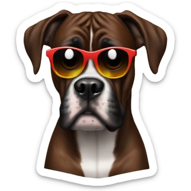 dark boxer breed dog with sunglasses  sticker