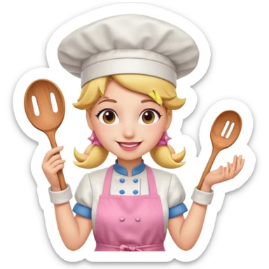 Pink chef princess peach sticker