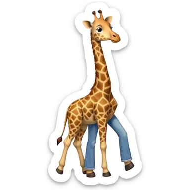 friendly anthropomorphised giraffe in jeans and t-shirt, walking upright sticker