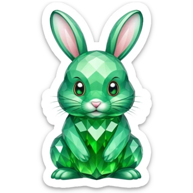 bunny made of green crystals sticker