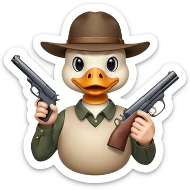 angry duck with a gun in his hand pointing at us  sticker