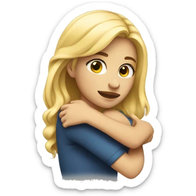blonde girl hugging herself sticker