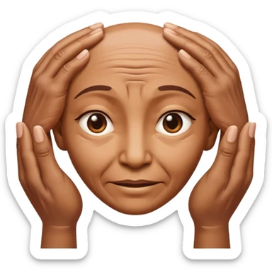 Simple emoji of a face with wrinkles being smoothed by hands, both hands gently stretching the skin, wrinkles visible on one part and smooth skin on the other, clear wrinkle-reducing effect, simple and easy-to-understand icon, no beauty or medical elements

 sticker