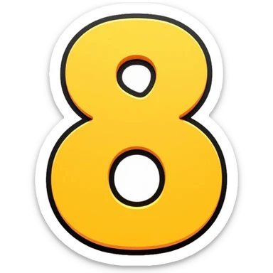 Number 8 on a yellow volumetric background sticker