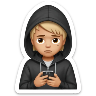 a PRETTY BRATZ boy using his phone and looking sad sticker