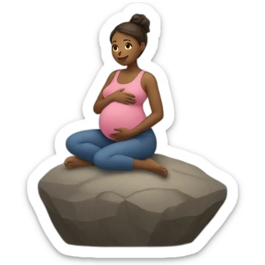 A pregnant woman sitting on a rock sticker