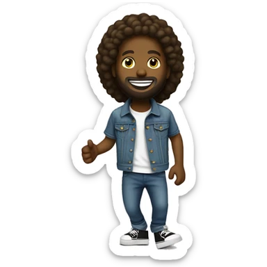Black Jesus Ollie skateboarding with happy face T-shirt and a denim jacket  sticker