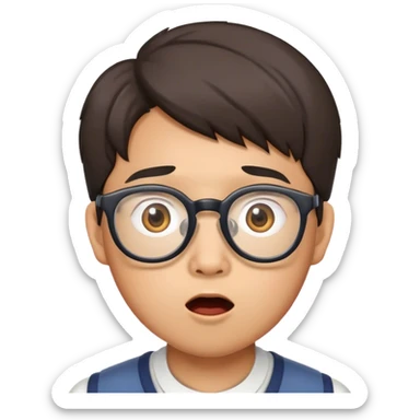 asian "Face with glasses, nerdy, surprised sticker