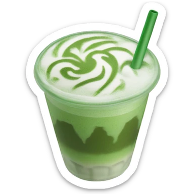 Iced matcha latte with foam sticker