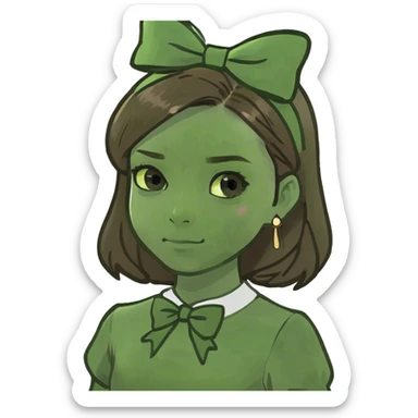 A Girl with brown straight hair and brown eyes sticker