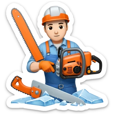 Sculptor with chainsaw,Ice Sculptors sticker