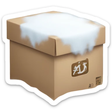 A package covered in snow sticker