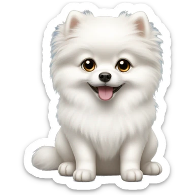 white Pomeranian puppy sticker