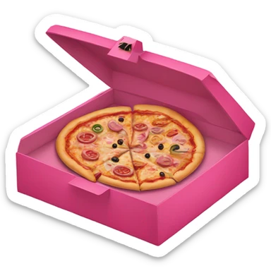 Pizza inside a pink pizza glittery box  sticker