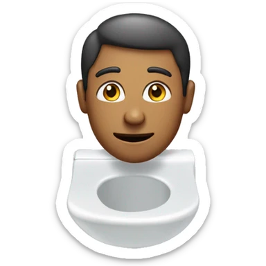 A toilet with a man coming out of it the man is very charismatic sticker