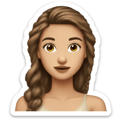 Brown hair long lashes thin eyebrows tan skin pretty sticker