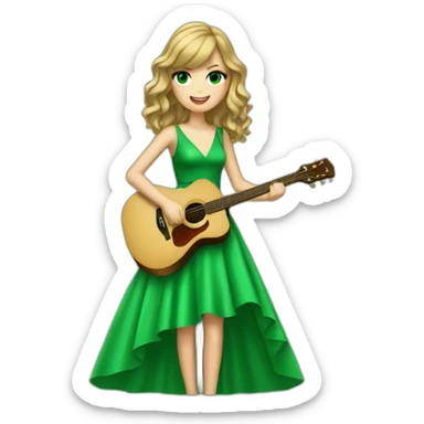 Taylor swift avec une robe vert jouant de la guitare sticker