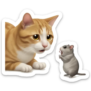 a frenh cat tapping hamster sticker