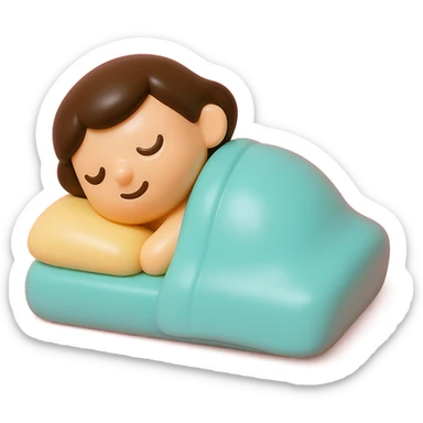 person sleeping under a blanket, vinyl figure style sticker