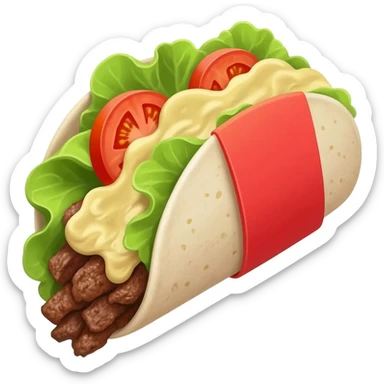 A french tacos with a white/red alternating wrap sticker
