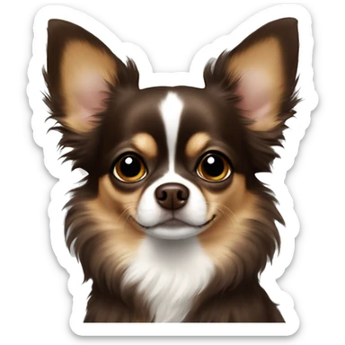 A dark brown longhair chihuahua cozy sticker