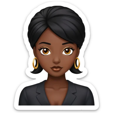 elegant black girl with black hair sticker
