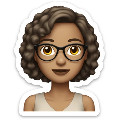 IT Girl brunette with bob and glasses light skin tone sticker